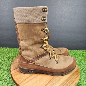 Chaco Uma Leather Suede Boots Women's Size 8.5 Mid Calf Lace Up Shoes J150188